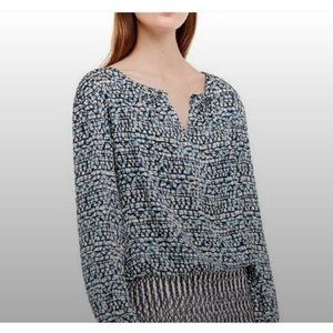 Tory Burch Blue Silk Long Sleeve blouse top Size 6 Designer